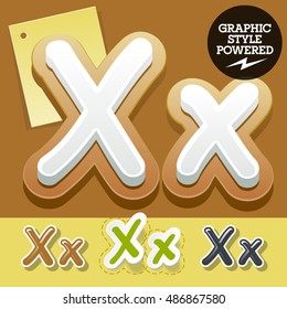 Vector set of handwritten delicious alphabet. Optional colorful graphic styles. Letter X