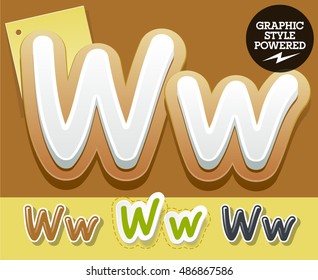 Vector set of handwritten delicious alphabet. Optional colorful graphic styles. Letter W