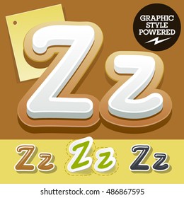 Vector set of handwritten delicious alphabet. Optional colorful graphic styles. Letter Z