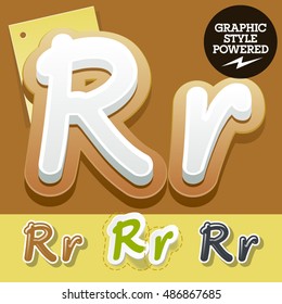 Vector set of handwritten delicious alphabet. Optional colorful graphic styles. Letter R