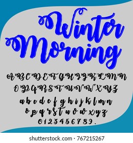 Vector set of handwritten fonts ABC alphabet letters named Winter Morning