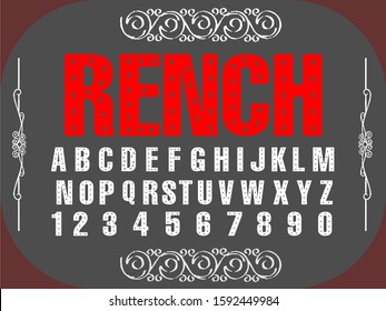 Vector set of handwritten fonts alphabet letters named Rench