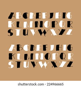 vector set of handwritten letters in black and white