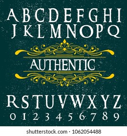 Vector set of handwritten typeface alphabet fonts named Authentic