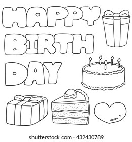 vector set of happy birthday
