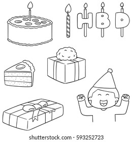 vector set of happy birthday