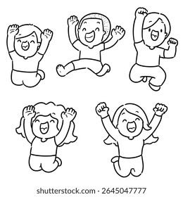 vector set of happy children