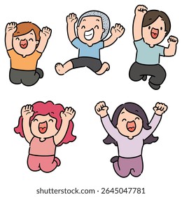 vector set of happy children