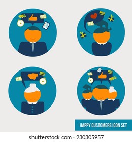 Vector set of happy customers icons