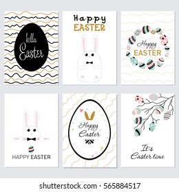 Vector set of Happy Easter greeting cards