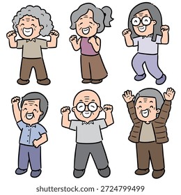 vector set of happy elder people