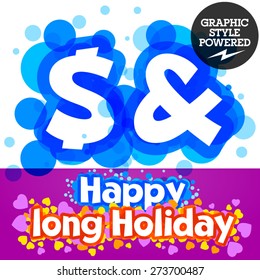 Vector set of happy festive motley alphabet. Symbols