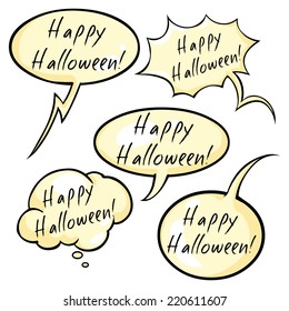 Vector Set of Happy Halloween Bubbles on White Background