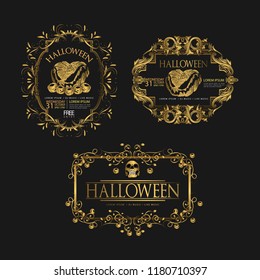 vector set of happy halloween luxury vintage badges, emblems and labels. halloween party templates