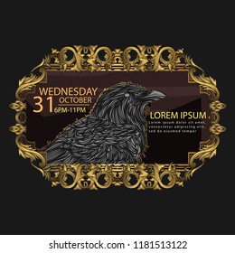 vector set of happy halloween luxury vintage badges, emblems and labels. halloween party templates
