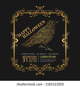 vector set of happy halloween luxury vintage badges, emblems and labels. halloween party templates