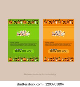 Vector set of Happy Halloween party invitations or greeting cards with lattering.
