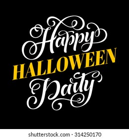 Vector set of Happy Halloween party lettering. Hand drawn calligraphic text for invitation or greeting cards, posters or prints design. Typographic holidays background