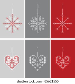 Vector set of happy holidays christmas snow and heart