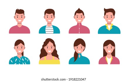 Vector set of happy people avatar