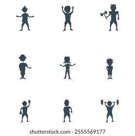 Vector set of happy people flat icons. Contains icons joyful, jumping, dancing, fun, celebrating, successful and more. Pixel perfect.