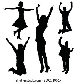 Vektorset von glücklichen Völkern - Silhouetten-Illustration einzeln auf weißem Hintergrund