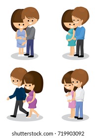 vector set of happy pregnant couples