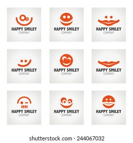 Vector set of Happy Smiley logo icons - Vector Illustration 