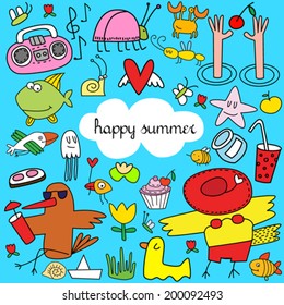 Vector set of "happy summer"