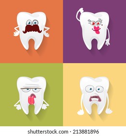 vector set of happy teeth  for dentistry for dental pain and treatment