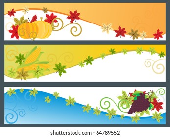 vector set of happy thanksgiving day banner