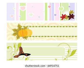 vector set of happy thanksgiving day banner, illustration