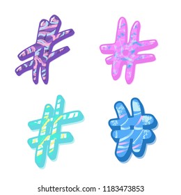 Vector set of hashtag signs. Element for social media networks.