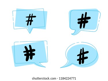Vektorset mit Hashtag-Zeichen. Element für Social-Media-Netzwerke.