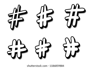 Vector conjunto de signos de etiqueta engomada. Elemento para redes sociales.