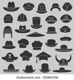 vector set hat and cap illustration, fashion set isolated icons 