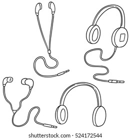 vector set of headphone and earpiece