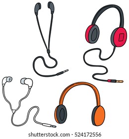 vector set of headphone and earpiece