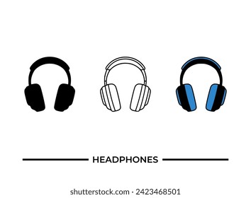 vector set of headphone icons - flat design