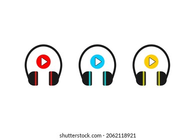 Vector set of headphones. Vector headphones isolated on white background