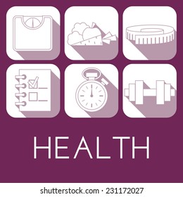 Vector set of health icon in flat style.