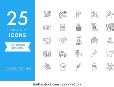 Vector set of Healthcare and Medical icons