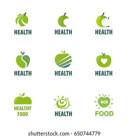 Vector set of healthy food. Apples
