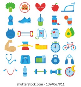 Vector Set Of Healthy Lifestyle Icons Isolated