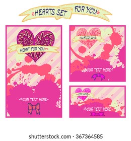 Vector set of heart cards.