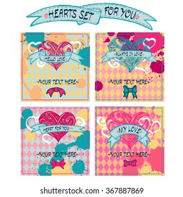 Vector set of heart cards.