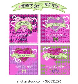 Vector set of heart cards.