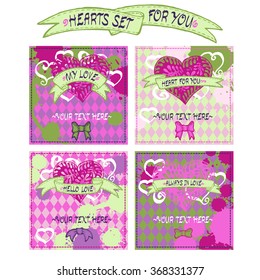 Vector set of heart cards.