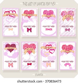 Vector set of heart cards.