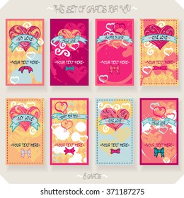 Vector set of heart cards.
